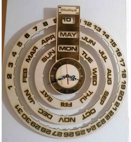 Stylesa - Drevený kalendár + hodiny z dreva gravírované  JOGBEL II INGLIS PR0161 topoľ svetý