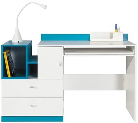 Písací stôl Mobi MO-11 biela/tyrkysová