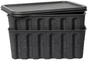 Ferm Living Úložný box s vekom Paper Pulp Large Charcoal – set 2 ks
