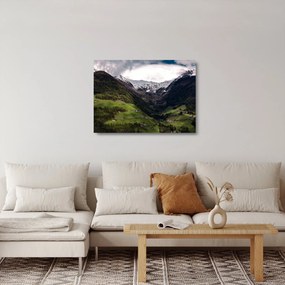 Sklenený obraz - Údolie pod horami (70x50 cm)
