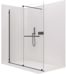 CERANO - Sprchová zástena Medin L/P - čierna matná, transparentné sklo - 150x195 cm - dvojdielna posuvná, CER-CER-478018