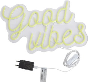 Neónové nástenné svietidlo žlté vrátane LED - Good Vibes