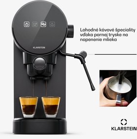 Klarstein Furore, pákový kávovar, 1380 W, 20 bar, digitálny displej, 2 šálky, kompaktný, nehrdzavejúca oceľ