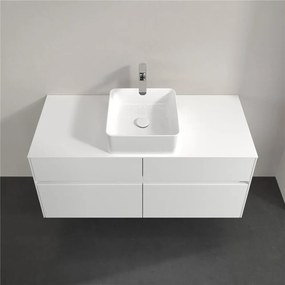 VILLEROY &amp; BOCH Collaro závesná skrinka pod umývadlo na dosku (umývadlo v strede), 4 zásuvky, s LED osvetlením, 1200 x 500 x 548 mm, Glossy White, C041B0DH