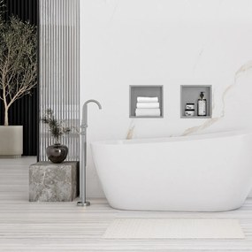 Rea Vstavaná kúpeľňová polica 30x30 cm, kartáčovaná oceľ