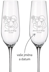 Dekorant Svadobné poháre na šampanské ZAMILOVANÍ NOVOMANŽELIA 270 ml 2KS
