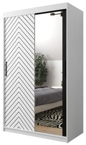 Moderná šatníková skriňa so zrkadlom Ratintu 2 120 cm, zásuvka: áno, Farby: čierna / dub artisan + čierna
