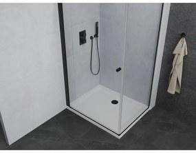 Mexen Pretoria, sprchovací kút 100 (dvere) x 80 (stena) cm, 6mm číre sklo, čierny profil + biela sprchová vanička, 852-100-080-70-00-4010B