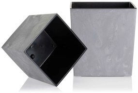 PLASTOVÝ KVETINÁČ FLORE 19X19 CM IMITÁCIA BETÓNU SIVÁ