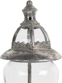 Strieborný antik svietnik / lampáš na 4 čajové sviečky - Ø 21*44 cm
