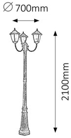 Rabalux 8379 - Vonkajšia lampa MADRID 3xE27/60W/230V
