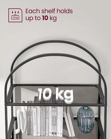 Sklenený regál, 5 políc, 183,5x83x30,2cm, čierny