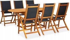 vidaXL 7-dielna vonkajšia jedálenská súprava masívne akáciové drevo