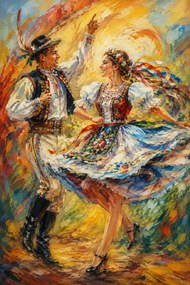 Folklórny tanec - Metalický obraz 60x40cm