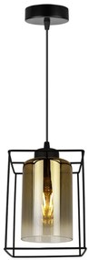 Závesné svietidlo Hella Cage, 1x zlaté sklenené tienidlo v kovovom ráme