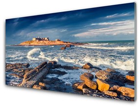 Obraz na skle More kamene krajina 125x50 cm