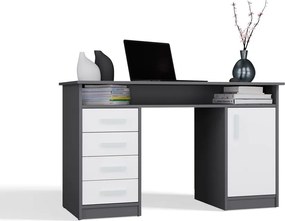 Písací stôl ADA 125 cm antracit/biely