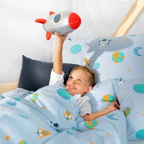 Goldea detské bavlnené obliečky - kozmonauti vo vesmíre 140 x 200 a 70 x 90 cm