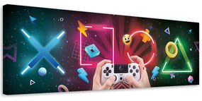 Gario Obraz na plátne Herné symboly a gamepad Rozmery: 120 x 40 cm