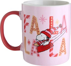PEANUTS Hrnek "FaLaLaLa" 380 ml - sv. růžová