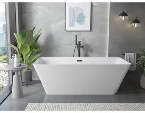 Mexen Velo Slim, voľne stojaca vaňa 170 × 75 cm, biela lesklá, čierny prepad, 52811707500-70