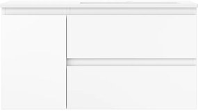 Mexen Orio, kúpeľňová skrinka 90 cm s pravým umývadlom Otis, 2S, 1D, biela matná, 91A13-09047-3-BBFFF01-W18P01