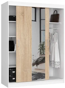 Šatníková skriňa s posuvnými dverami 150 cm CLP biela / sonoma