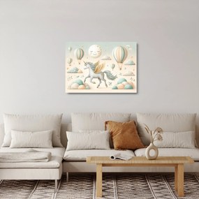 Sklenený obraz - Šťastný jednorožec (70x50 cm)