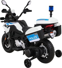 Ramiz Policajný motocykel BMW F850 GS s batériou pre deti + pomocné kolesá + siréna + svetlá + 2 kufre + bezplatné štartovanie