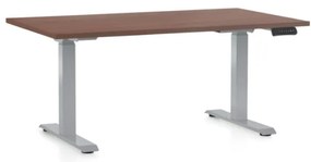 Výškovo nastaviteľný stôl OfficeTech D, 140 x 80 cm, sivá podnož, orech