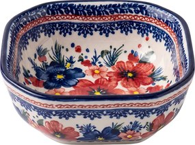 Keramická hranatá miska s kvetmi Blooming Blue – 11*11*4 cm