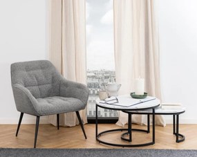 Súprava konferenčných stolíkov SPIRO čierny/biely mramor