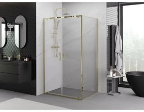 Mexen Exo, výklopný sprchový kút 90 x 70 cm, číre sklo, zlatá, 8182-090-070-50-00