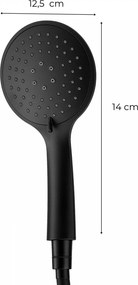 Erga Wemi, 3-funkčná ručná sprcha s hadicou 150 cm, 12,5 × 14 cm, čierna matná, ERG-YKA-BP.WEMI-BLK
