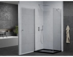 Mexen Pretoria, sprchovací kút 100 (dvere) x 90 (stena) cm, 6mm číre sklo, chrómový profil + čierna sprchová vanička, 852-100-090-01-00-4070