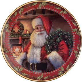 Vianočný plastový okrúhly podnos na tortu Santa Claus L - Ø 29*10 cm