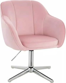 LuxuryForm DESIGN Stolička AVOLA VELUR na striebornom kríži - svetlo ružová