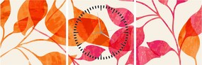Obraz - Oranžové lístie (s hodinami) (90x30 cm)