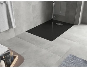 Mexen Hugo, obdĺžniková sprchová vanička SMC 120 x 80 cm, čierna, oceľová krytka, 42708012-X