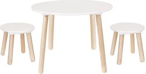 Detský drevený stôl s dvoma stoličkami – biela
