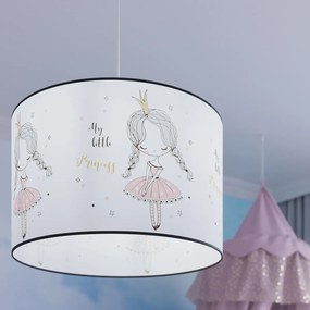 Detské závesné svietidlo Princess, 1x plastové tienidlo so vzorom, (fi 40cm)