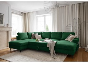 Tmavozelená menčestrová rozkladacia rohová pohovka (ľavý roh) Lofty Lilly – Miuform