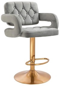 LuxuryForm DESIGN Barová stolička ADRIA VELUR na zlatom tanieri - šedá