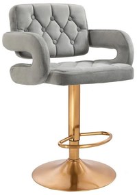 LuxuryForm DESIGN Barová stolička ADRIA VELUR na zlatom tanieri - sivá