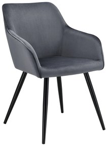 Juskys Lounge stolička Tarje so zamatovým poťahom v tmavosivej farbe