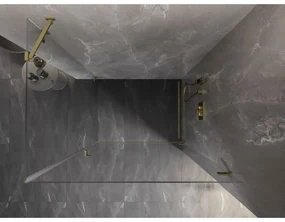 Mexen Lunar-B, pravostranný výklopný sprchový kút 90 x 80 cm, 8mm číre sklo, zlatý kartáčovaný - 832-090-080-55-00-P