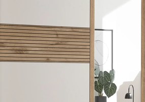 Šatníková skriňa so zrkadlom Daria, 270 cm, dub/biela