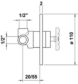 Reitano Rubinetteria, INDUSTRY podomietková sprchová batéria, 1 výstup, chróm/čierna, 5105XTT