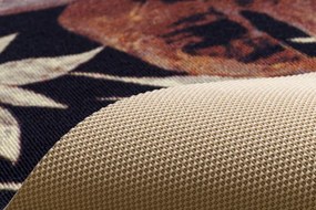 Protišmykový behúň DIGITAL - MONSTERA Lístie, béžový / ružový / čierny