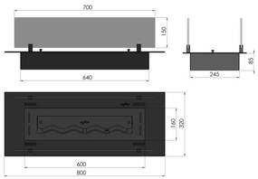 InFire - Vstavaný BIO krb 8,5x80 cm 3,5kW čierna